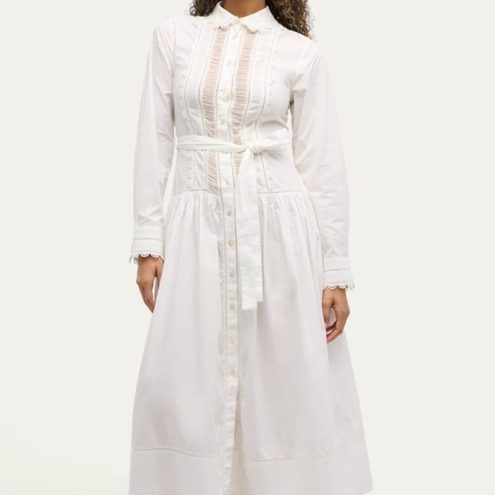 NWT Ulla Johnson White Ariane Embroidered Shirt Dress 2
